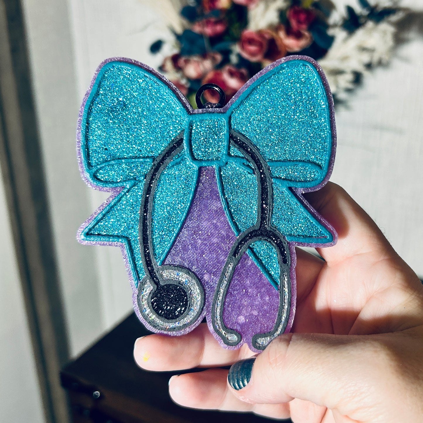 Bow and Stethoscope Freshie - Fragrance: Pink Chiffon