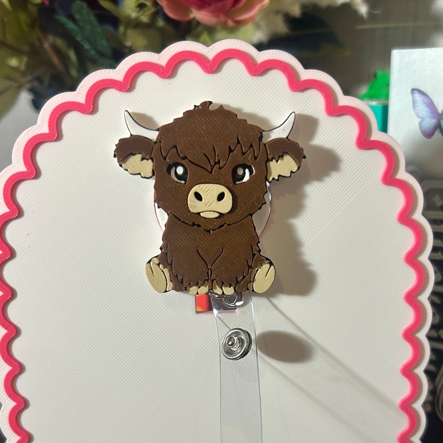 Interchangeable Badge Reel Cover - Highland Cow