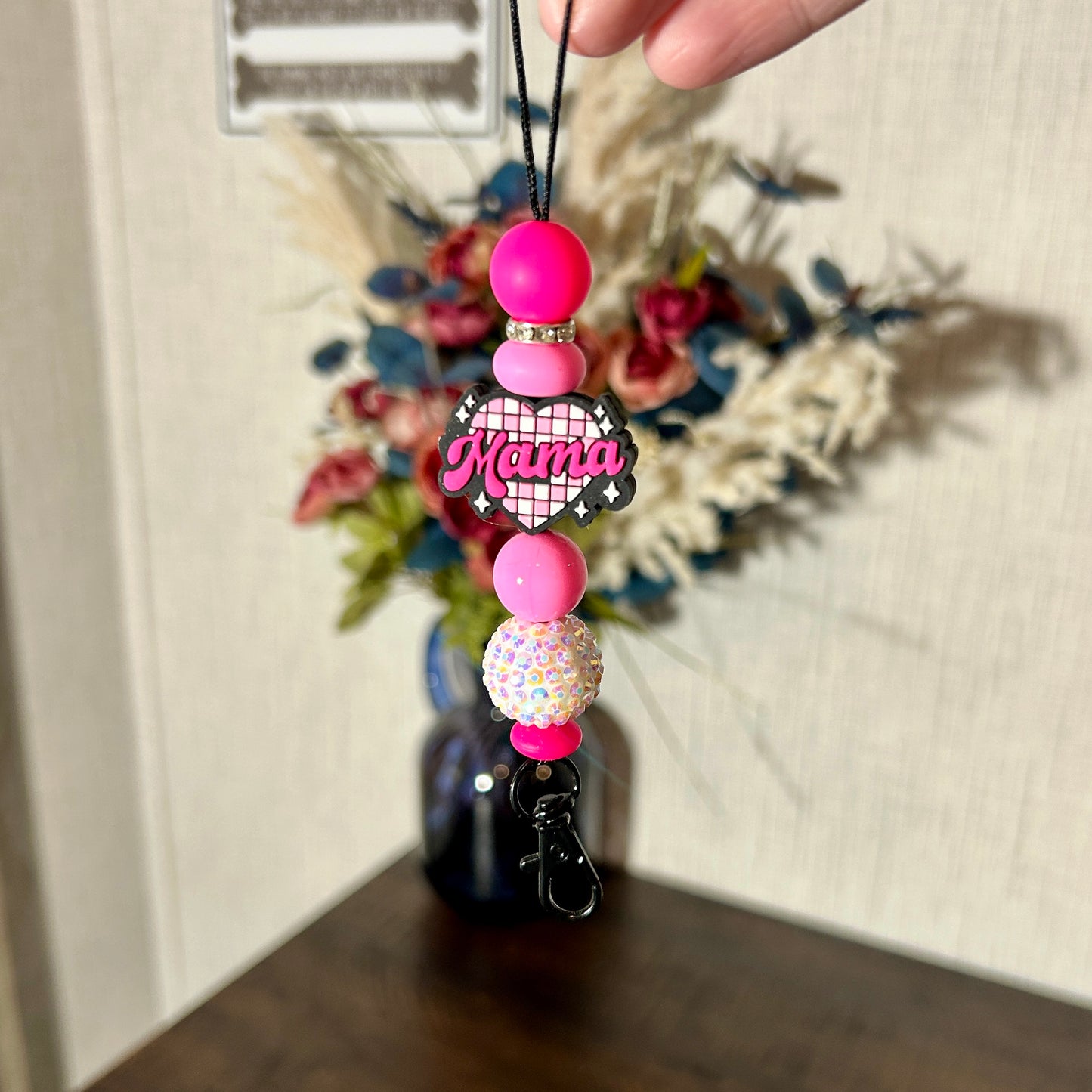 Checkered Pink Heart Freshie Hanger