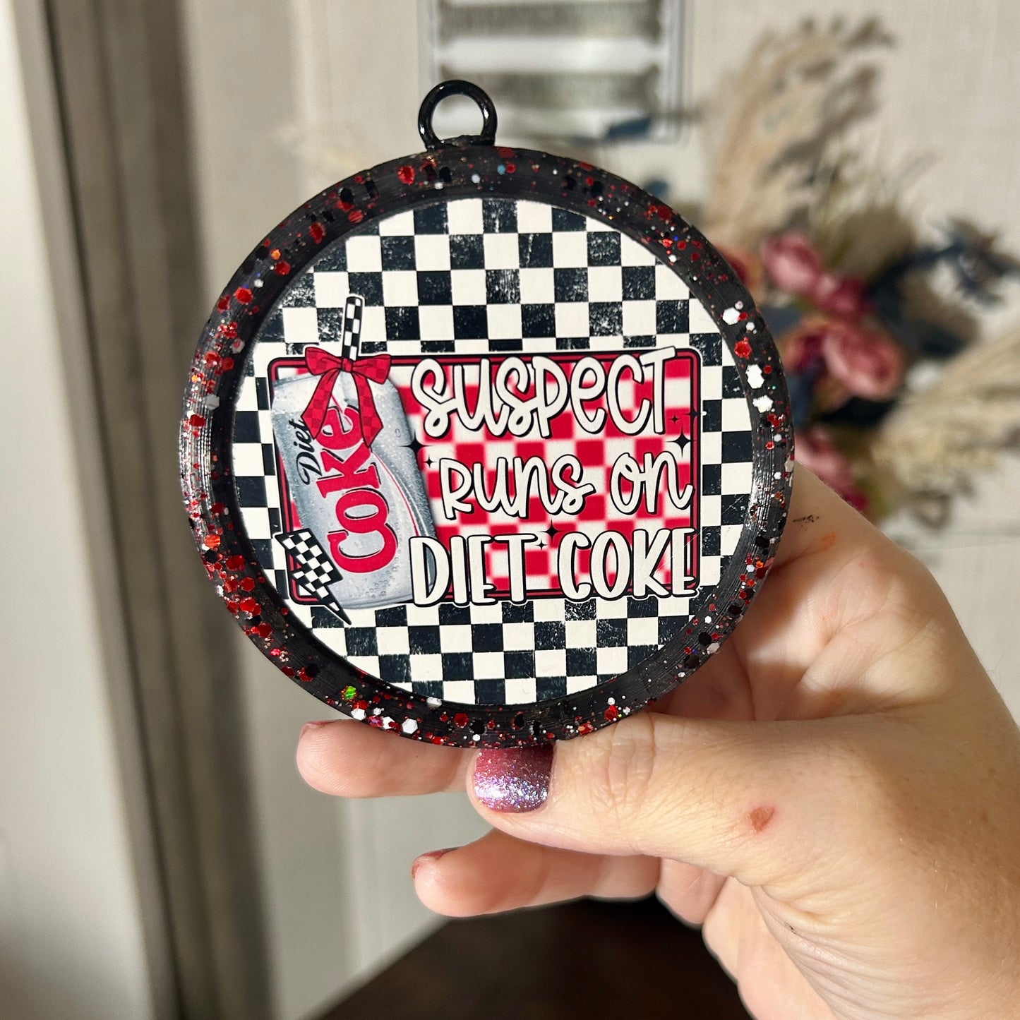 Runs on Diet Coke Round Freshie - Fragrance: Mahogany Teakwood