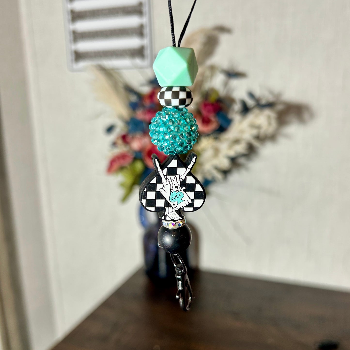Checkered Spade Freshie Hanger
