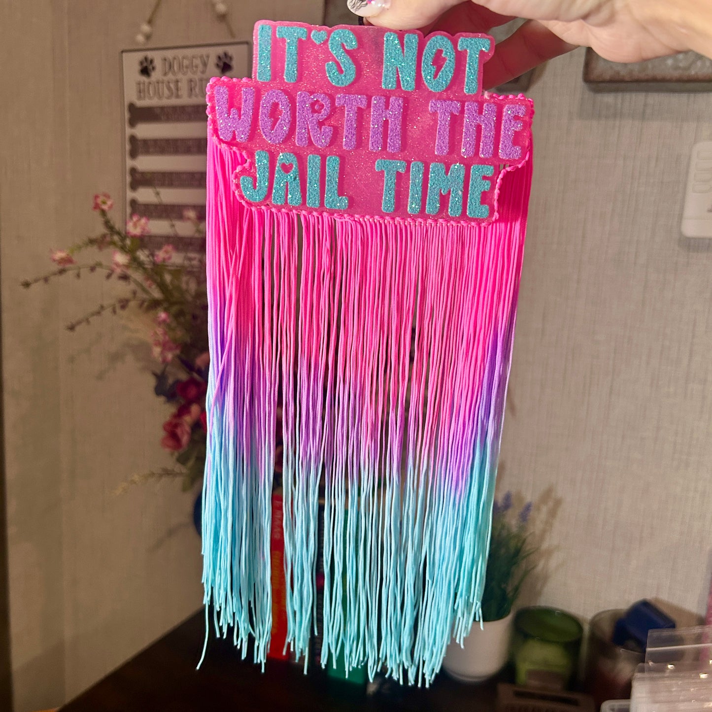 Not Worth the Jail Time w/ fringe Freshie - Fragrance: Pink Apple Punch (BBW type)
