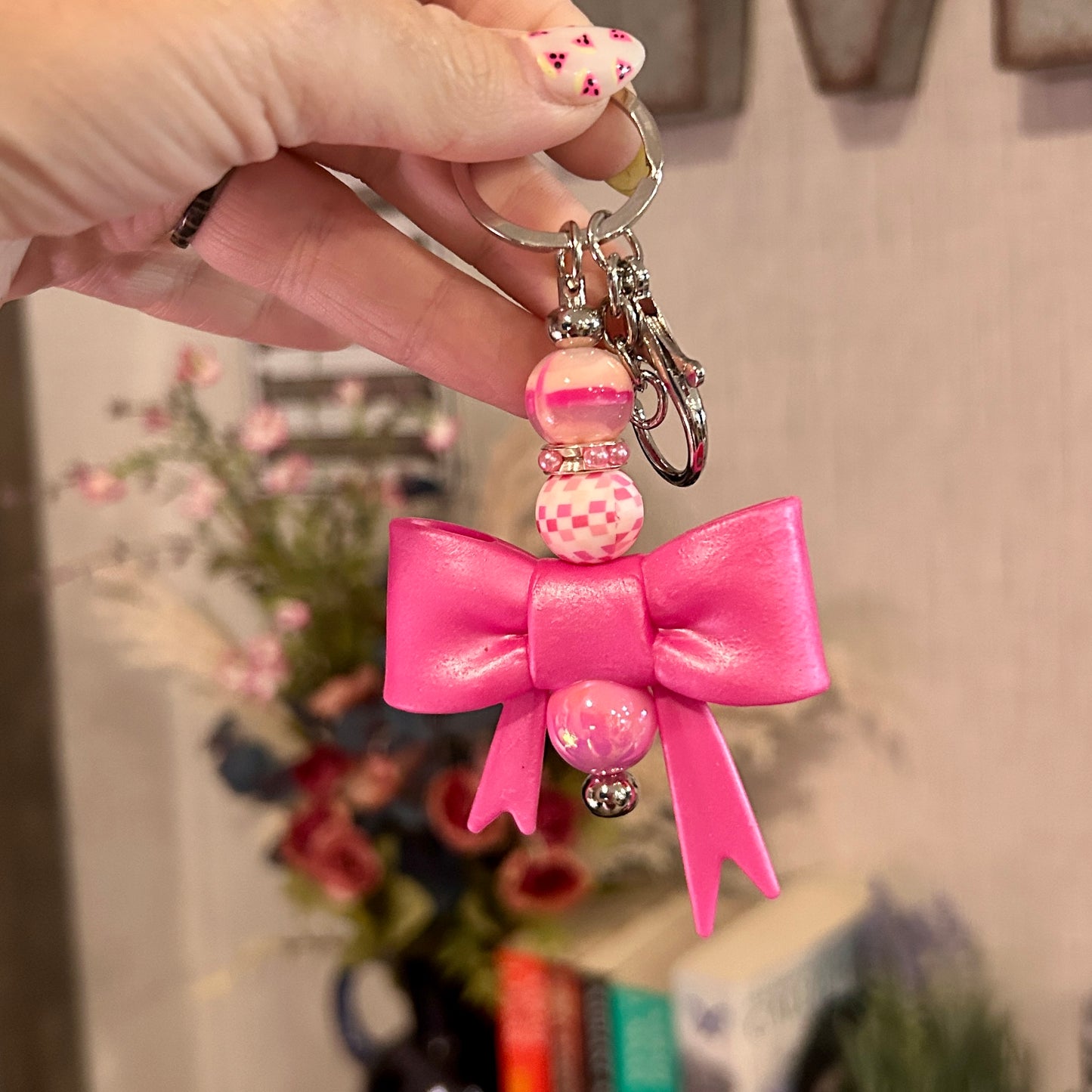 Pink Bow Keychain