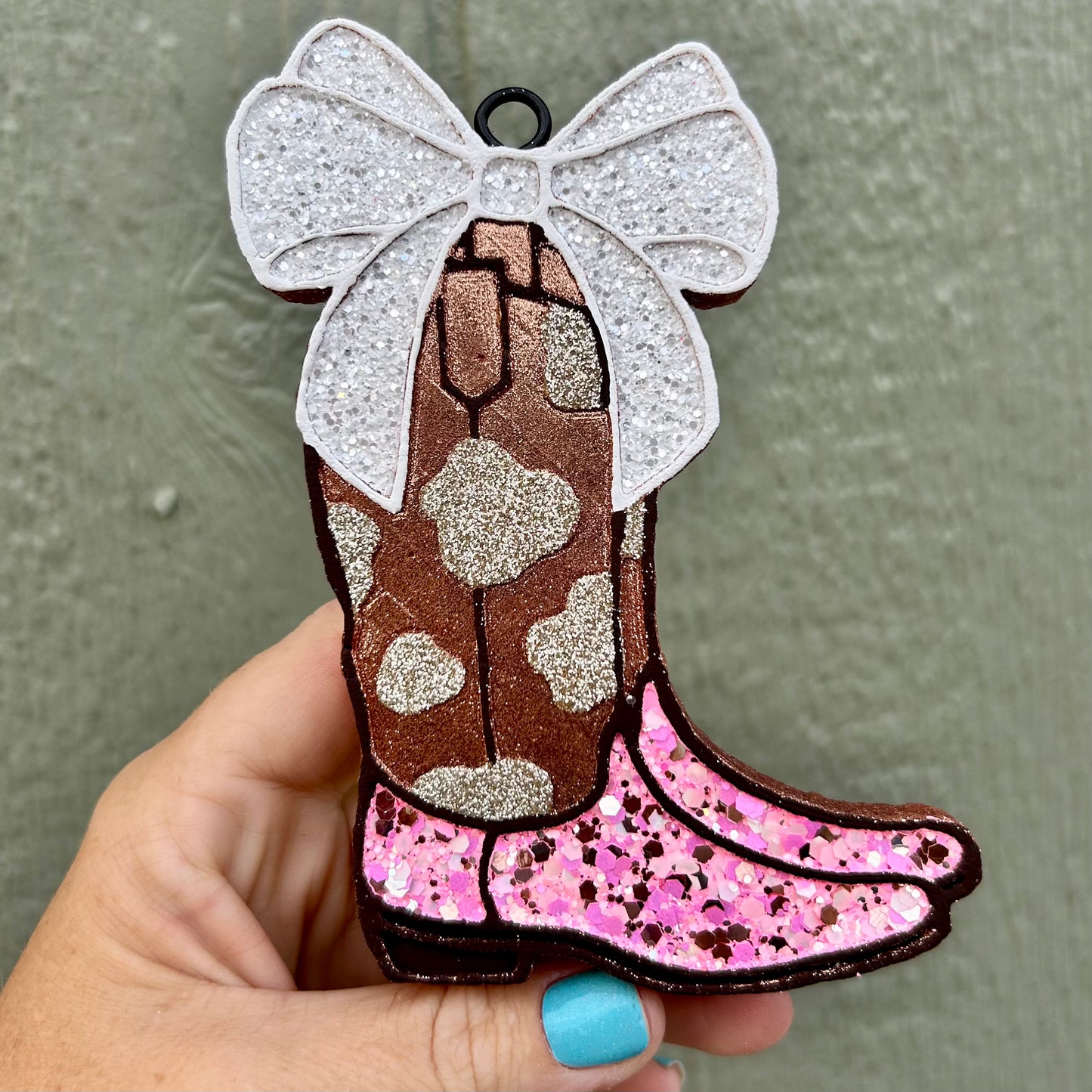 Cowboy Boots with a Bow Freshie Design