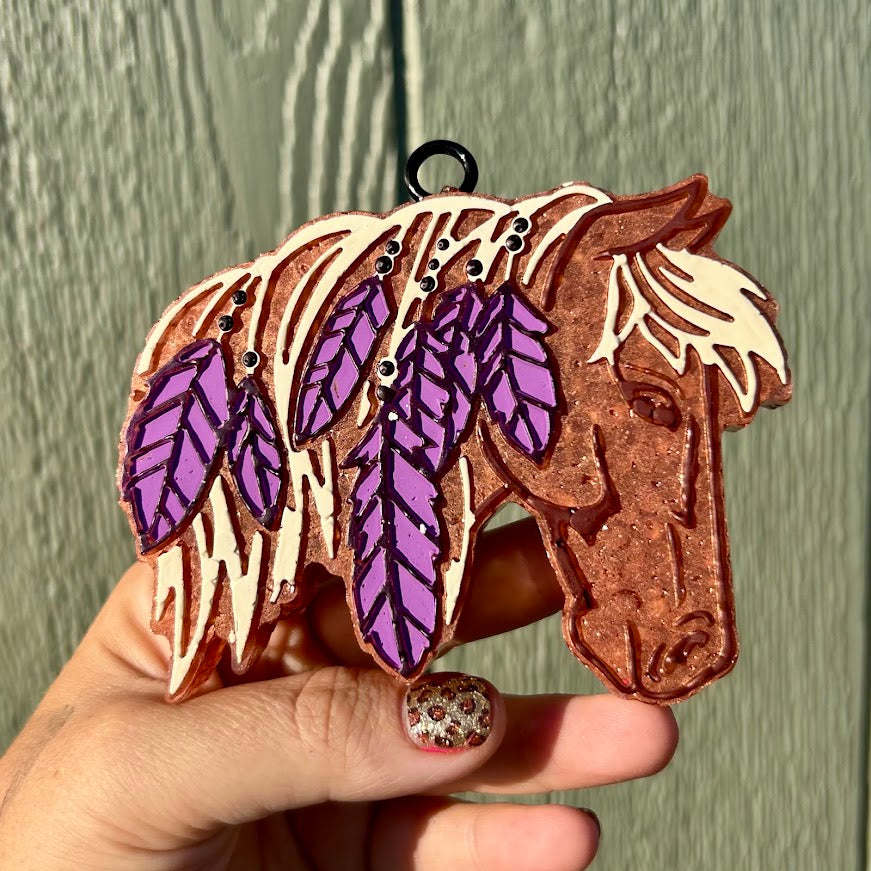 Feathers in the Mane Horse Freshie Design