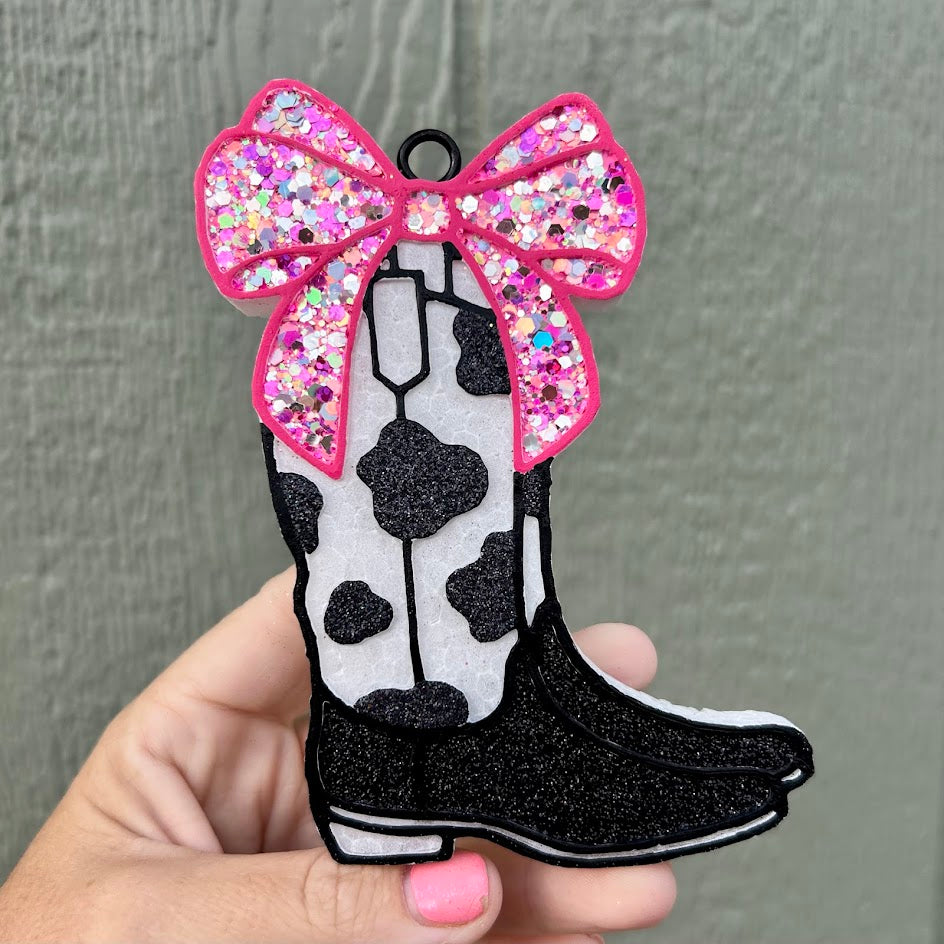 Cowboy Boots with a Bow Freshie Design