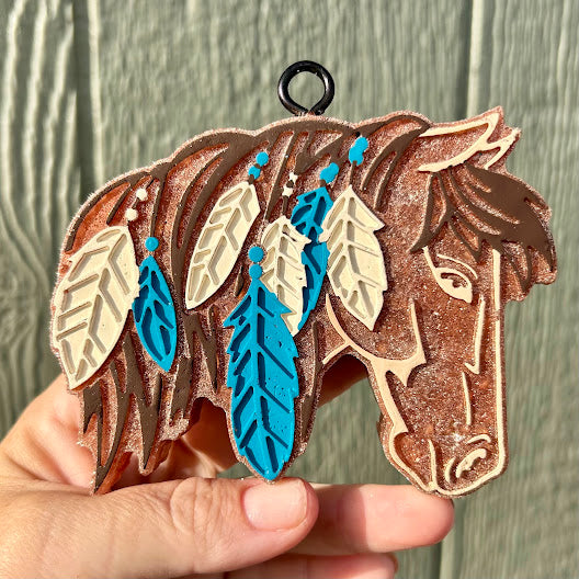 Feathers in the Mane Horse Freshie Design