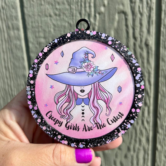 Creepy Girls are Cute Round Freshie - Fragrance: Vanilla Pumpkin Marshmallow