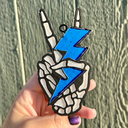 Lightning Bolt Peace Sign Freshie - Fragrance: Leather