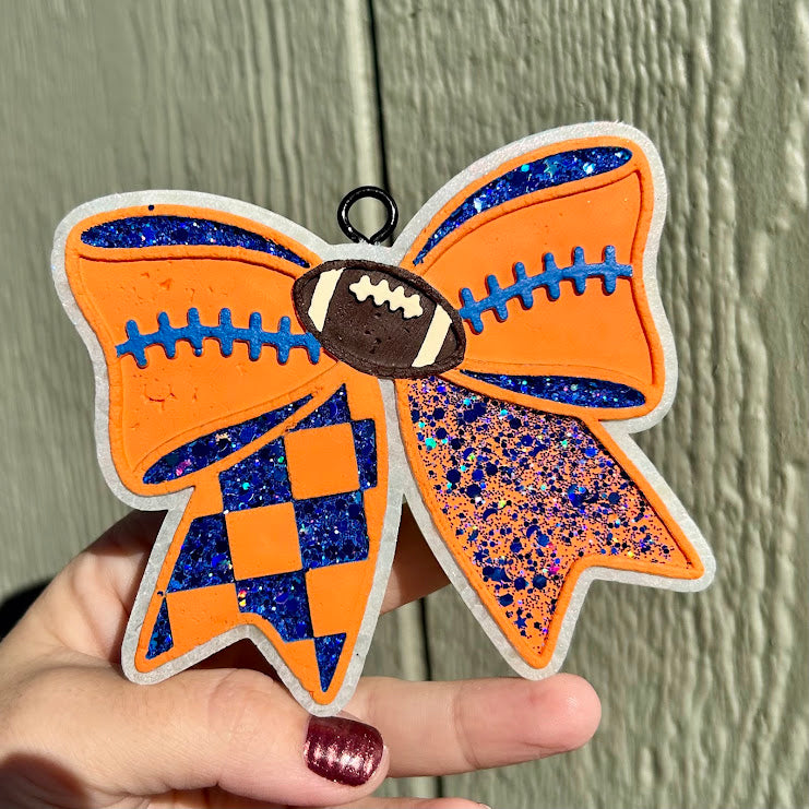 Football Bow Freshie - Fragrance: Pumpkin Spice Latte