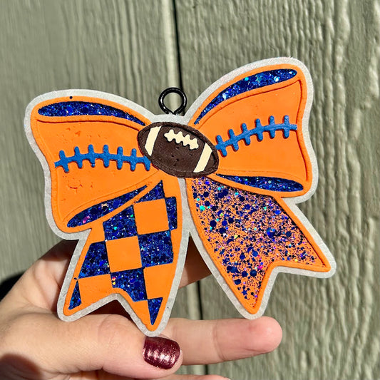 Football Bow Freshie - Fragrance: Pumpkin Spice Latte