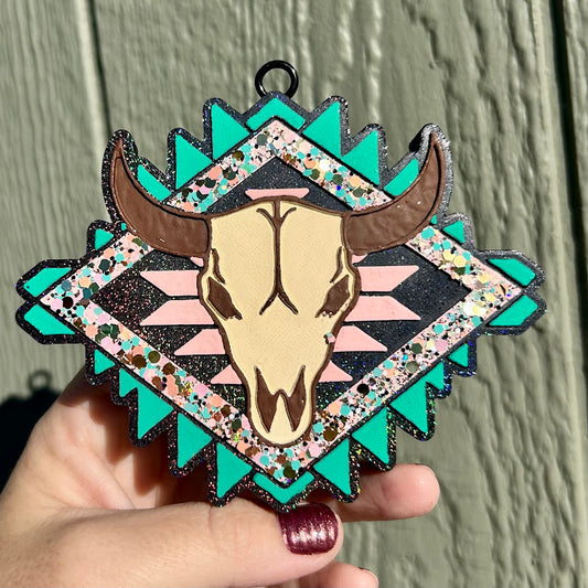 Aztec Diamond Bull Skull Freshie- Fragrance: Hot Spiced Apple Toddy