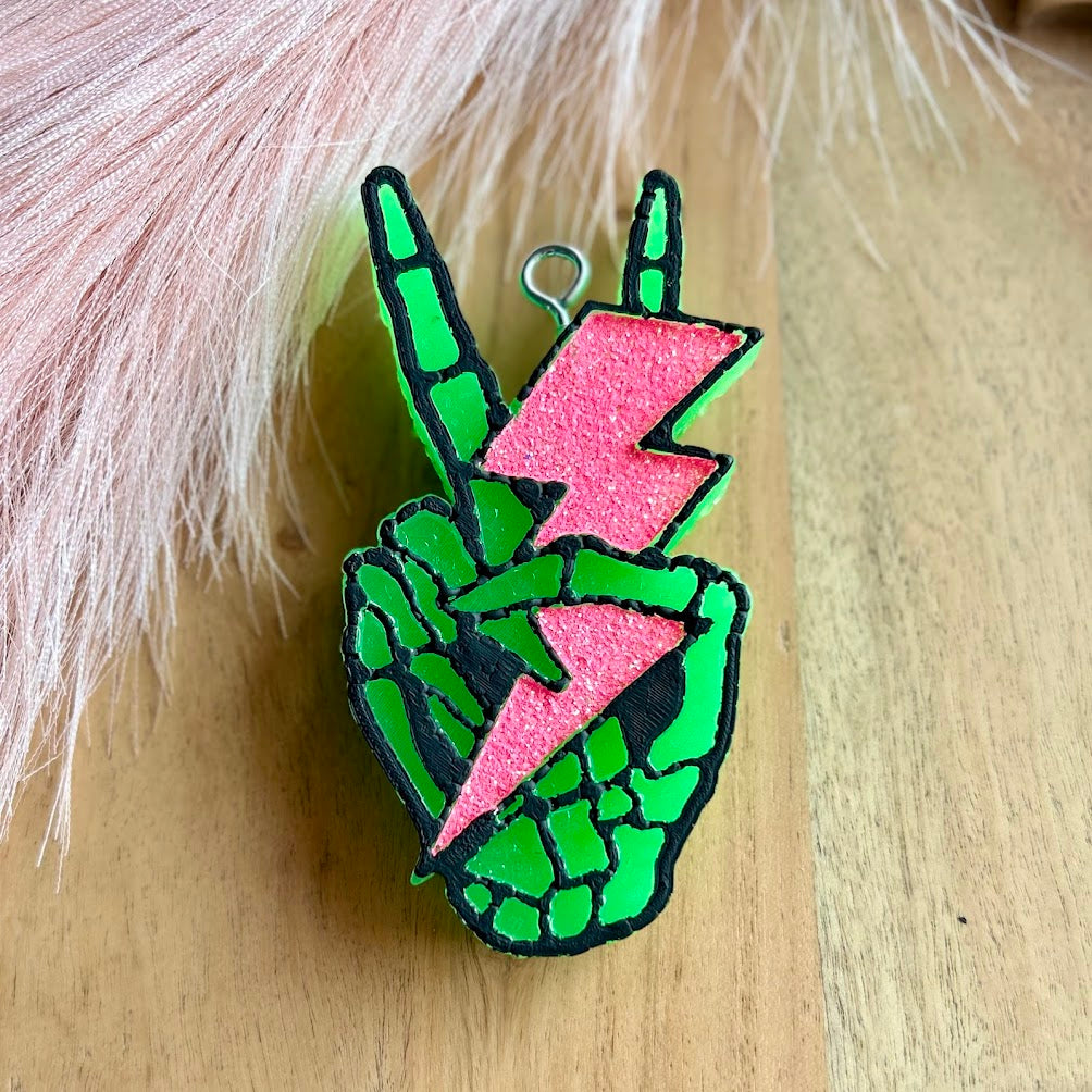 Lighting Bolt Skelly Peace Freshie Design