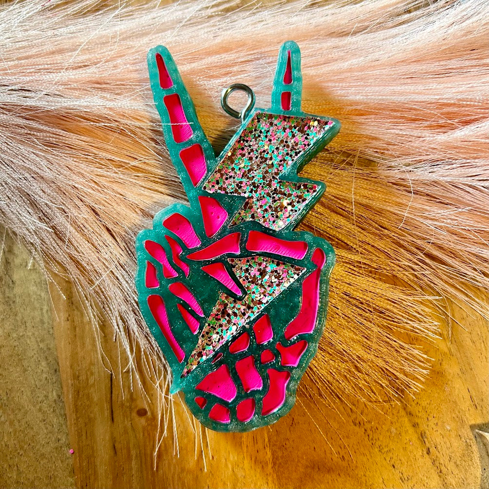 Lighting Bolt Skelly Peace Freshie Design