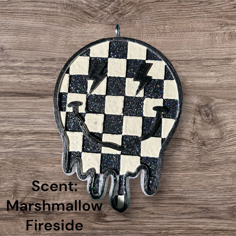 Drippy Checkered Smiley Face Freshie Design