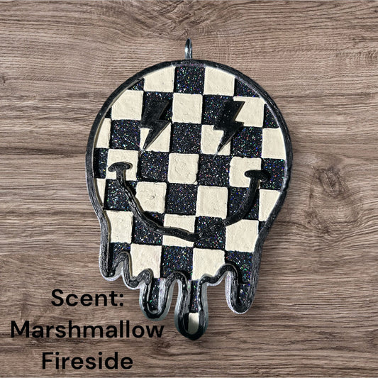 Drippy Checkered Smiley Face Freshie Design