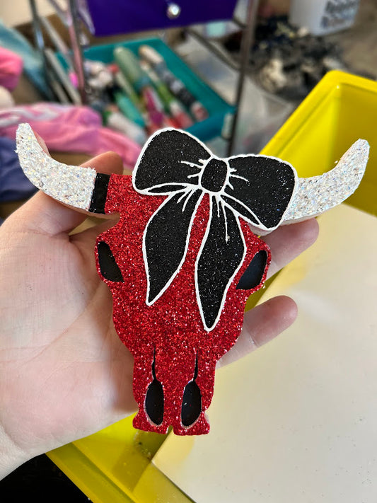 Coquette Bow Bull Skull Freshie Design