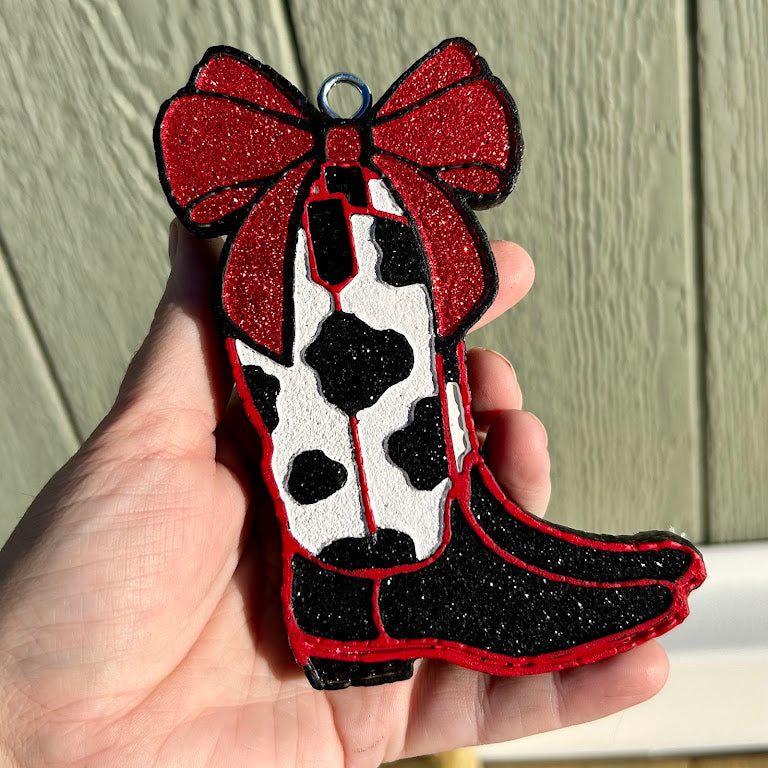 Cowboy Boots with a Bow Freshie Design