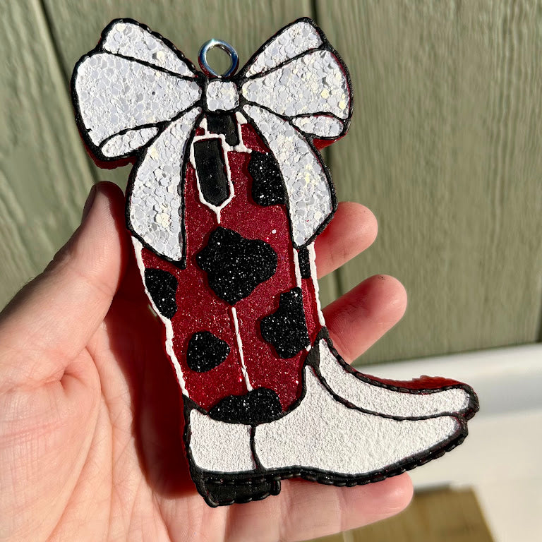 Cowboy Boots with a Bow Freshie Design