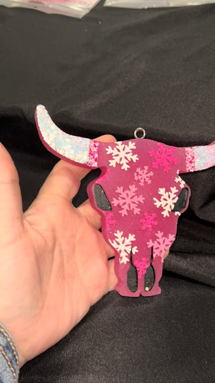 Snowflake Bull Skull Freshie Design