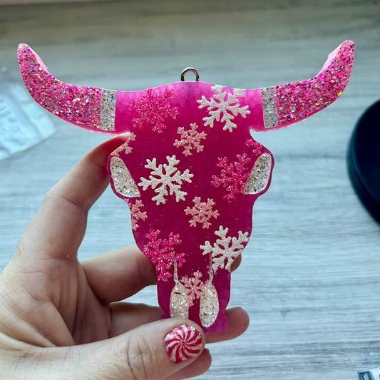 Snowflake Bull Skull Freshie Design