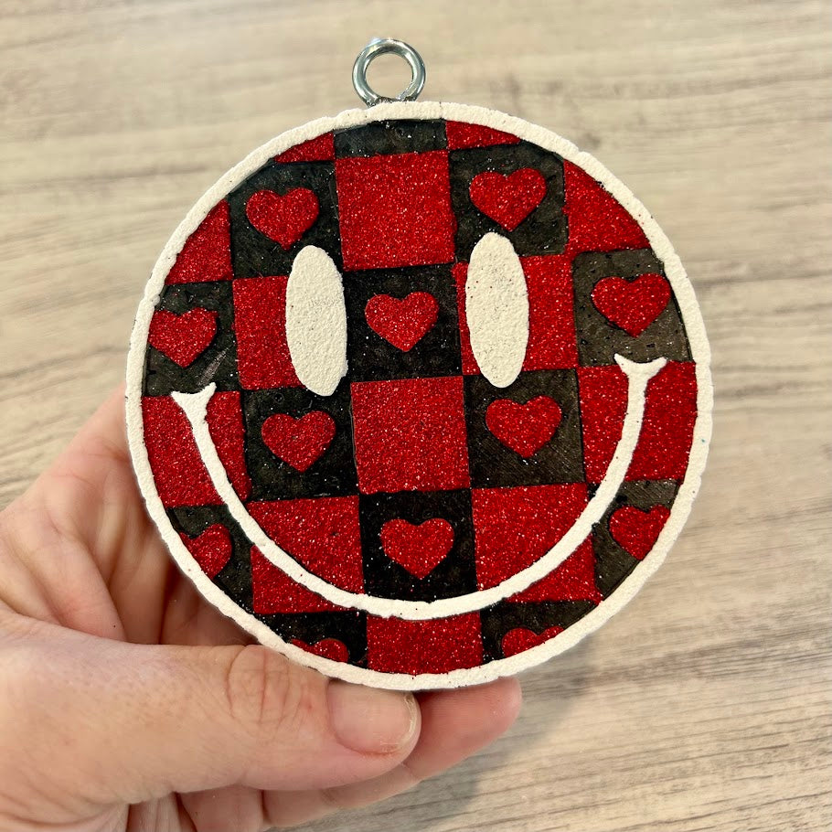 Checkered Heart Smiley Freshie Design