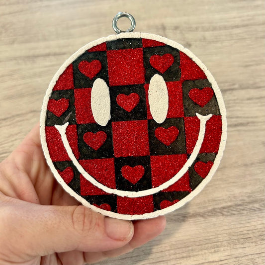 Checkered Heart Smiley Freshie Design