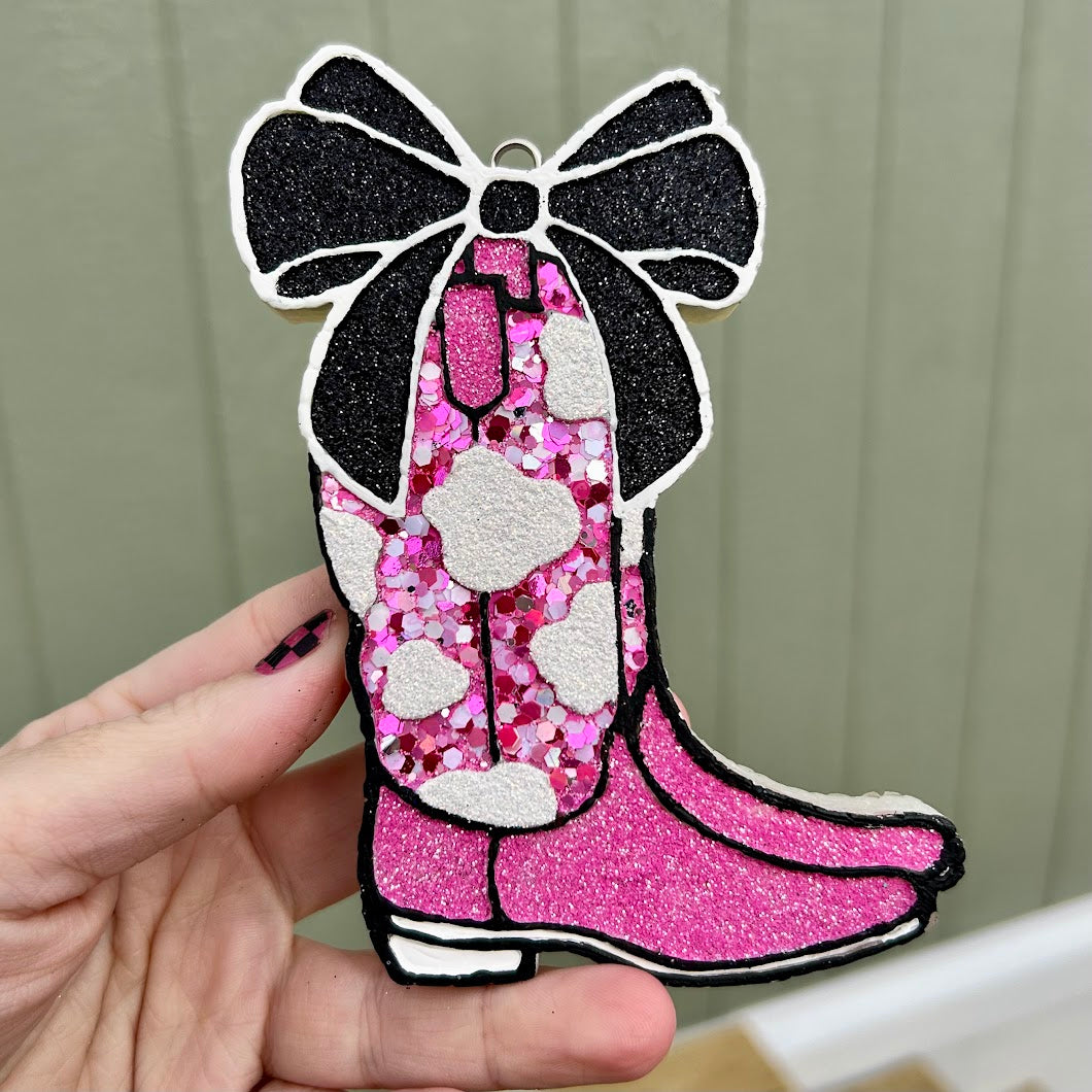 Cowboy Boots with a Bow Freshie Design