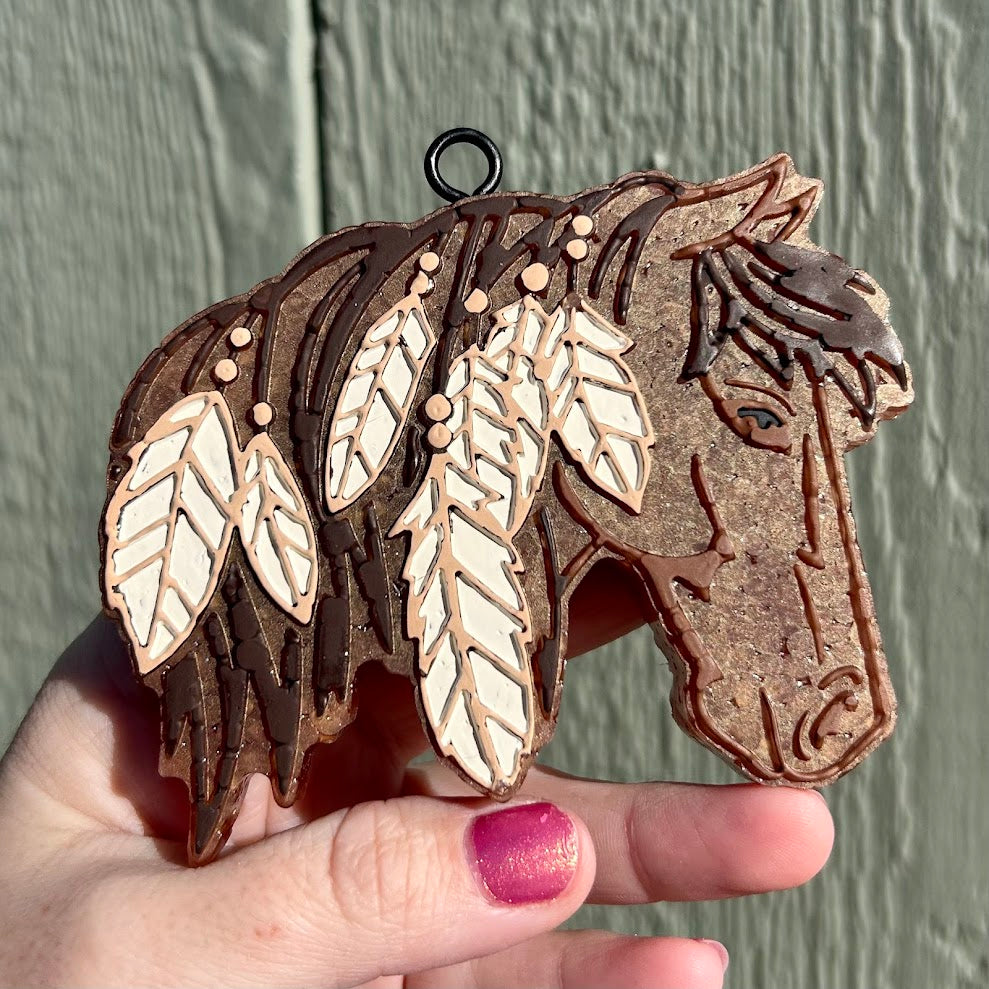 Feathers in the Mane Horse Freshie Design
