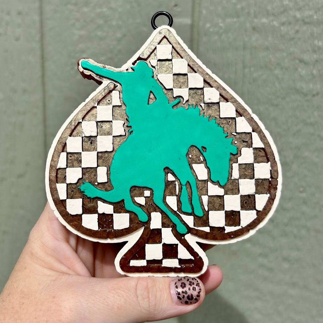 Checkered Spade Bronco Freshie Design