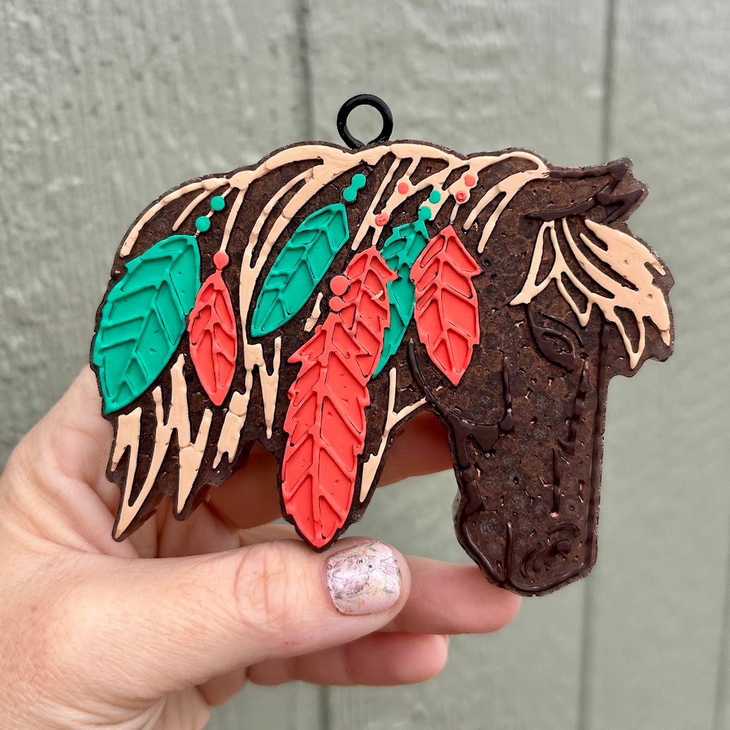 Feathers in the Mane Horse Freshie Design