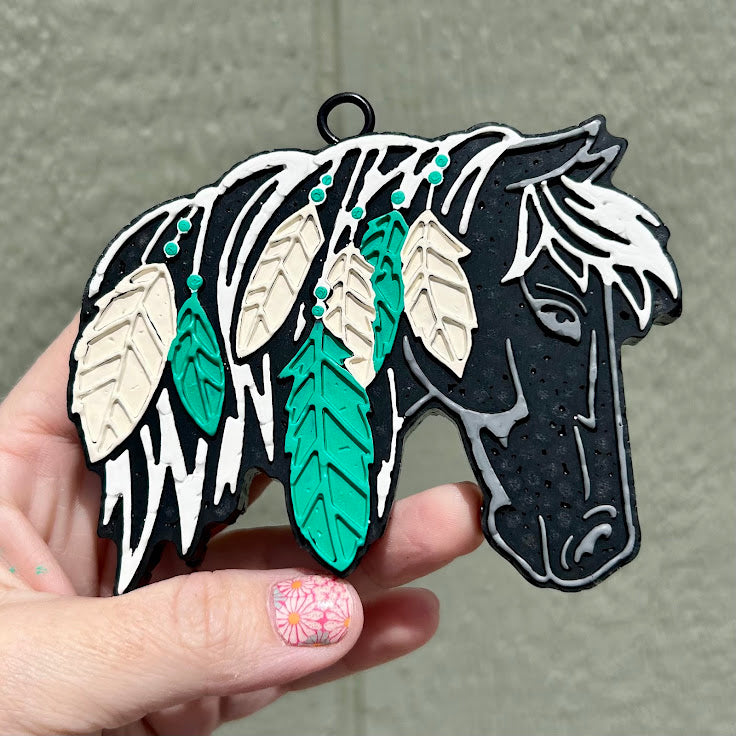 Feathers in the Mane Horse Freshie Design