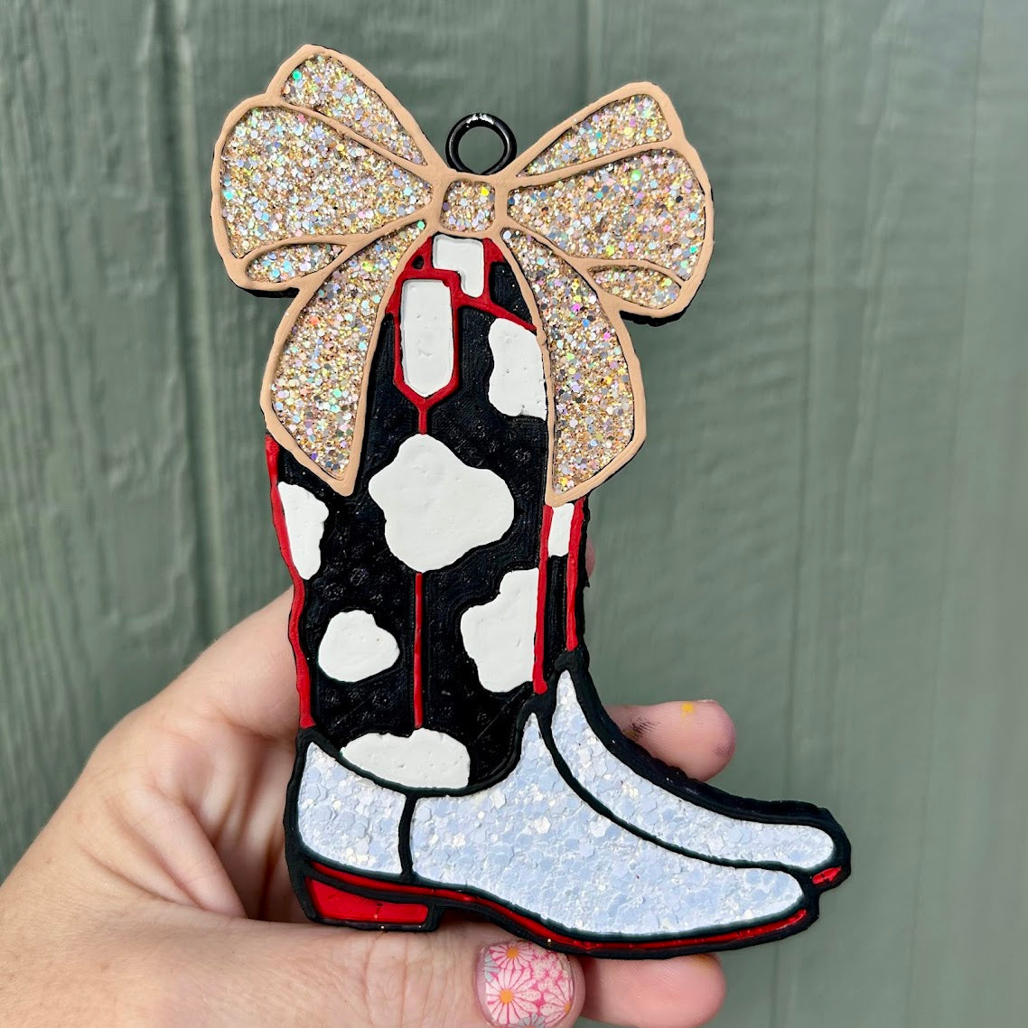 Cowboy Boots with a Bow Freshie Design