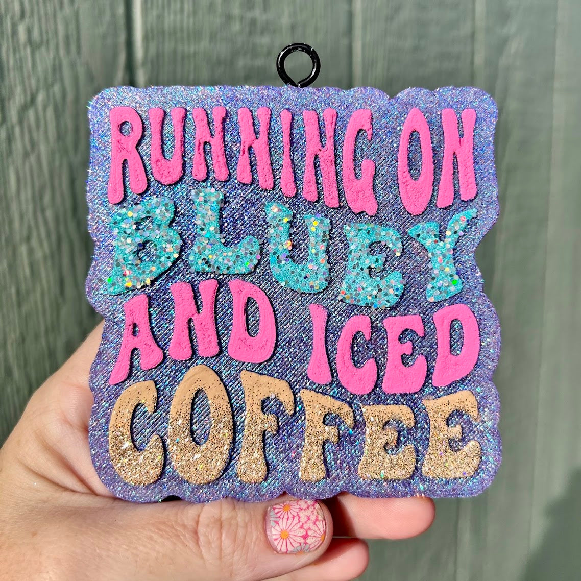 Running on Bluey and Iced Coffee Freshie Design