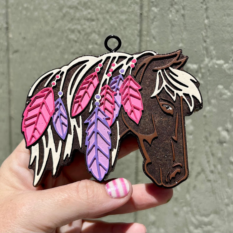 Feathers in the Mane Horse Freshie Design