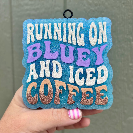 Running on Bluey and Iced Coffee Freshie Design