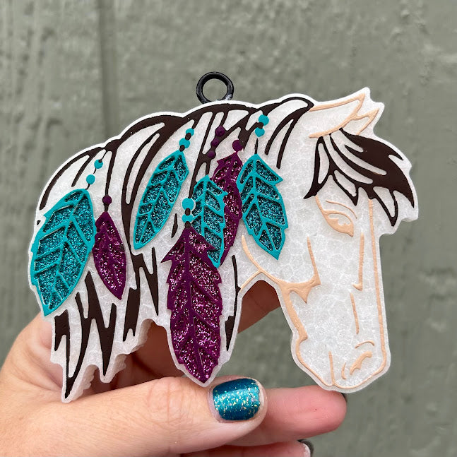 Feathers in the Mane Horse Freshie Design