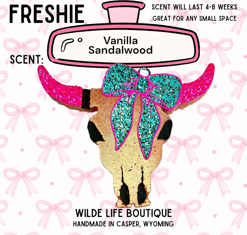 Coquette Bow Bull Skull Freshie Design