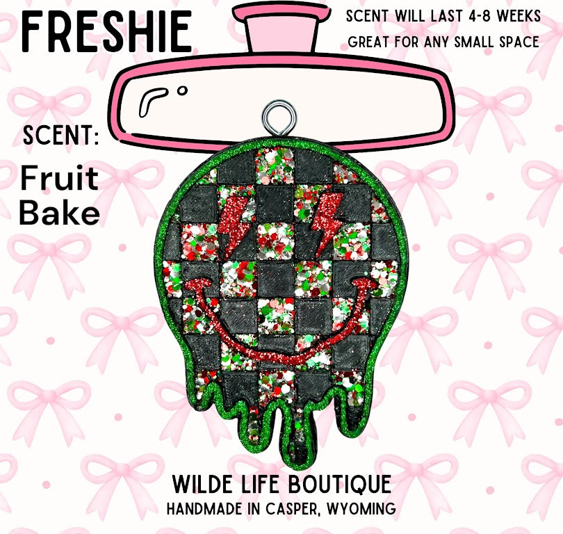 Drippy Checkered Smiley Face Freshie Design
