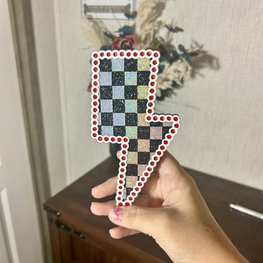 Checkered Lightning Bolt Design