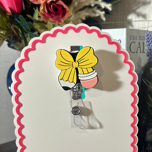 Interchangeable Badge Reel Cover - Pencil Bow