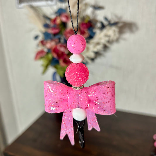 Pink Bow with Pink Sugar accent bead Freshie Hanger