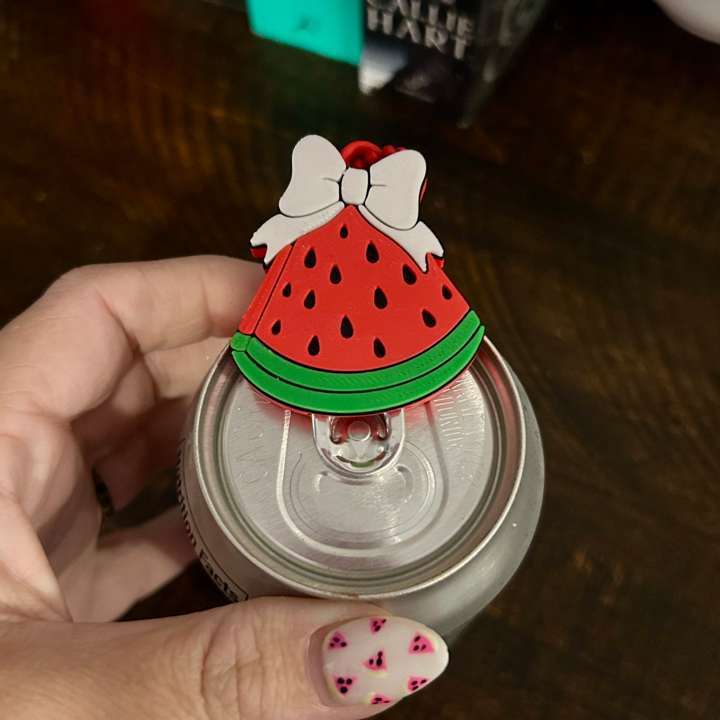 Nail Saver Pop Tab Keychain - Watermelon Bow