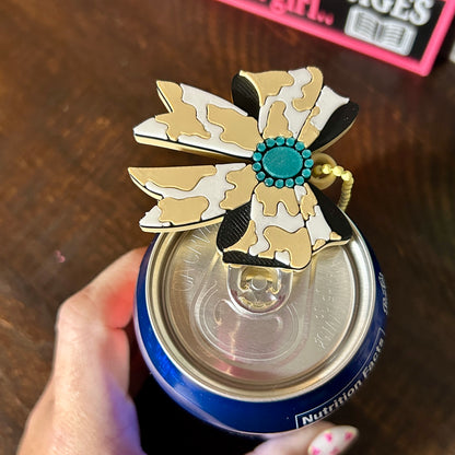 Nail Saver Pop Tab Keychain - Western Cowprint Bow