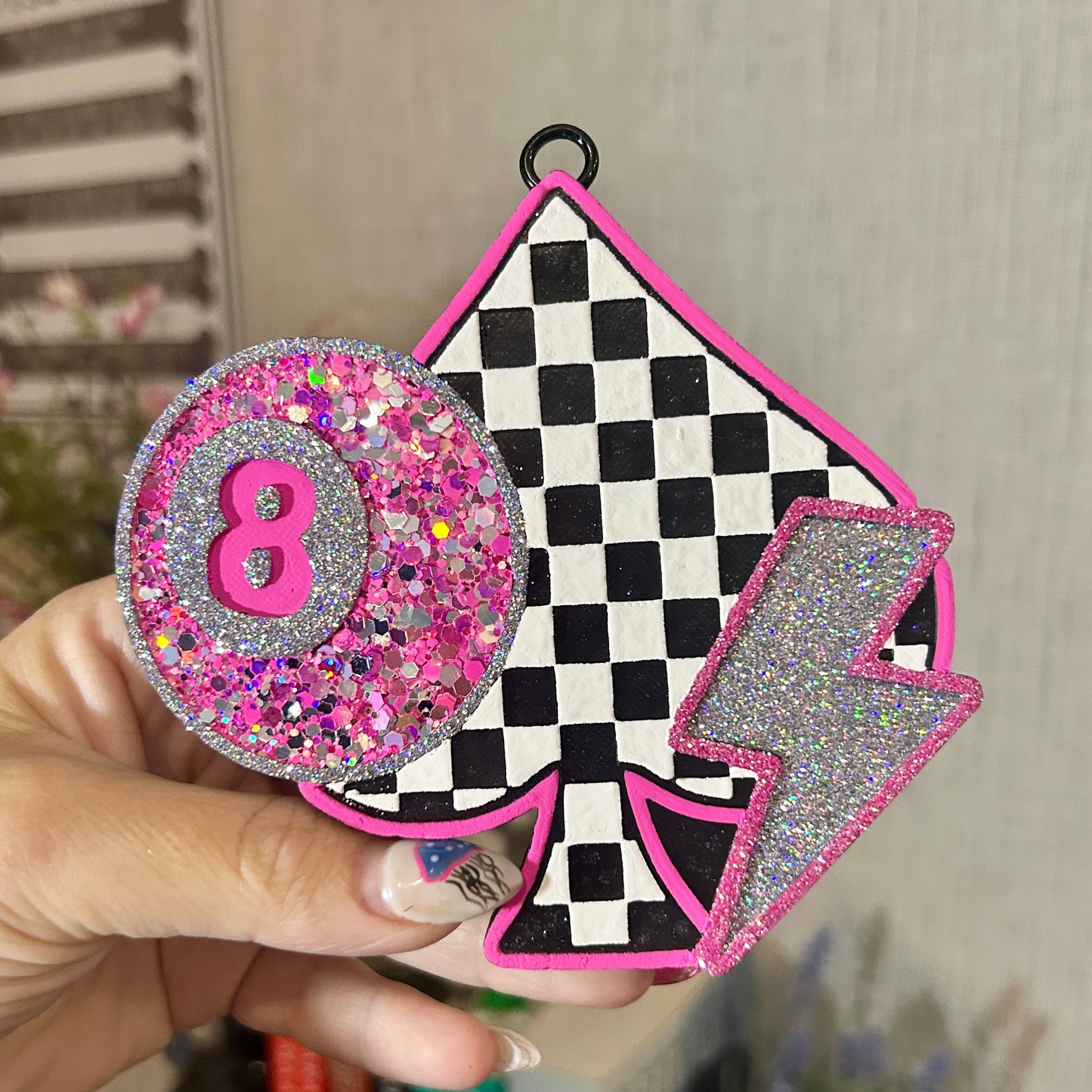 Checkered Spade 8 ball Freshie - Fragrance: Sea Salt + Orchid