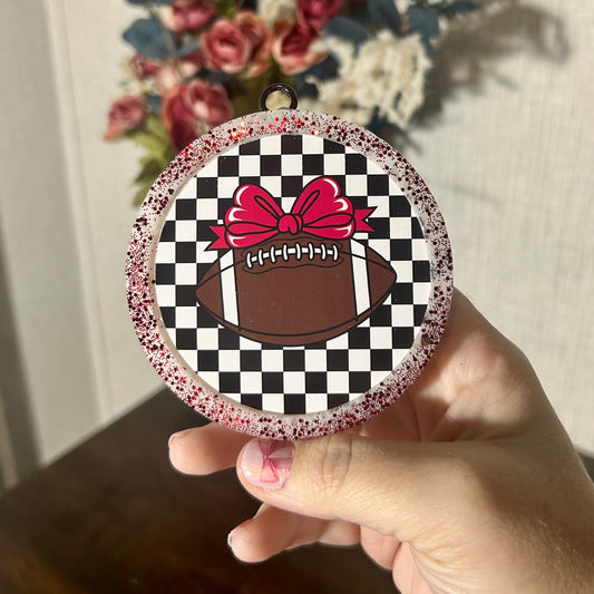 Football with a Bow Round Freshie - Fragrance: Prickly Pear