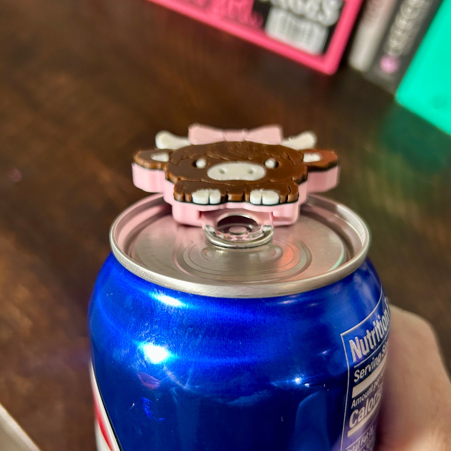Nail Saver Pop Tab Keychain - Highland Cow / Pink Bow
