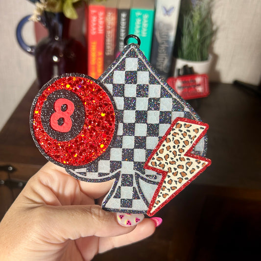 Checkered Spade 8 Ball Freshie- Fragrance: Laundry Day