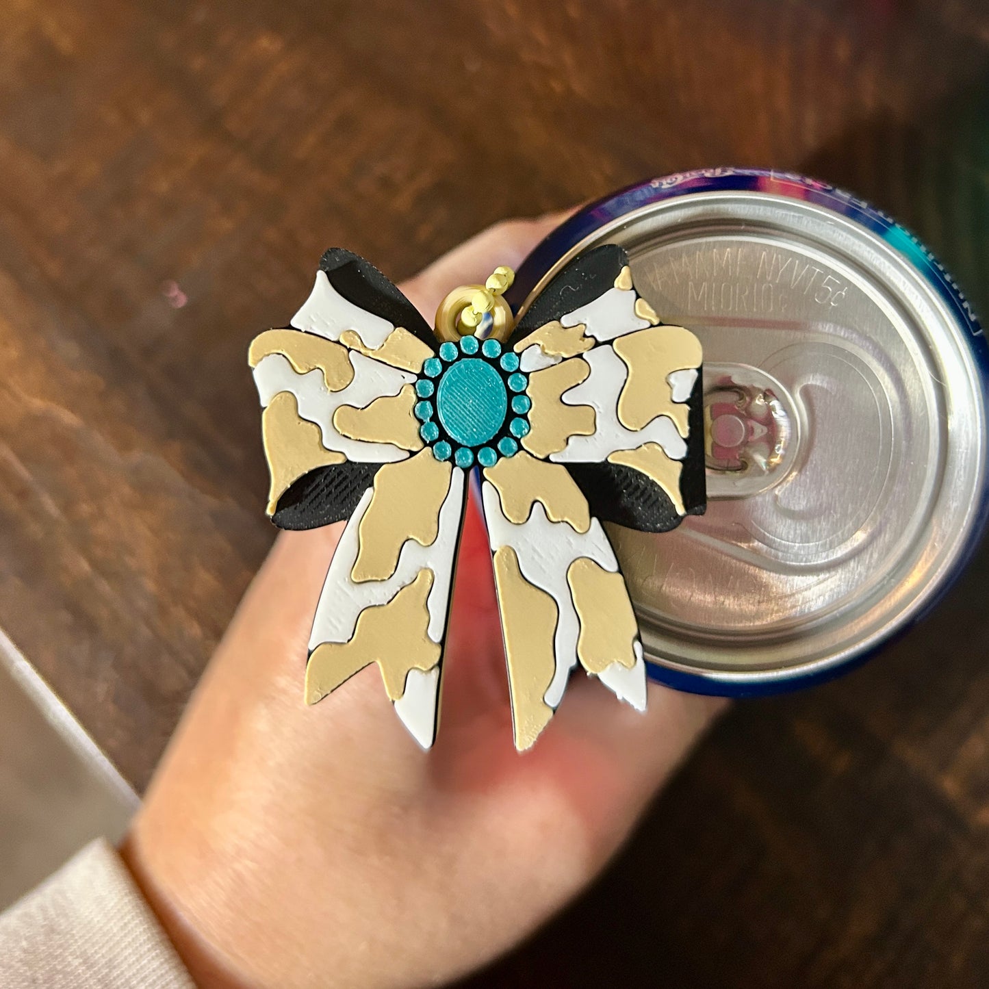 Nail Saver Pop Tab Keychain - Western Cowprint Bow