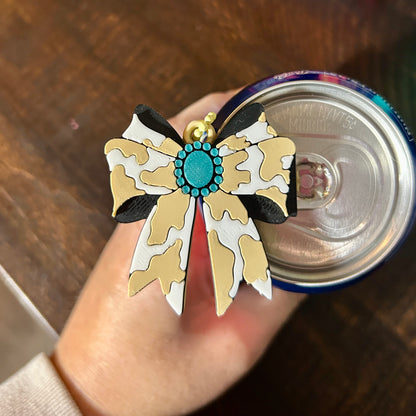 Nail Saver Pop Tab Keychain - Western Cowprint Bow